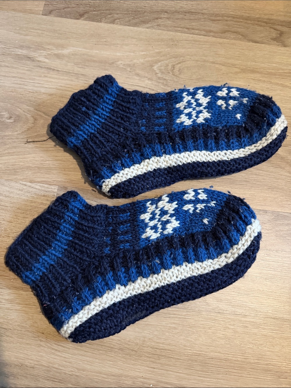 Hand-Knit Navy & Blue Men's Wool Socks